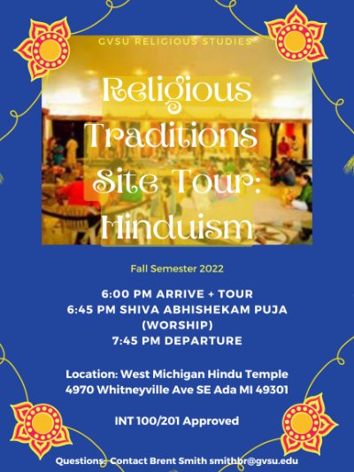 Religious Traditions Site Tour Hinduism Flyer